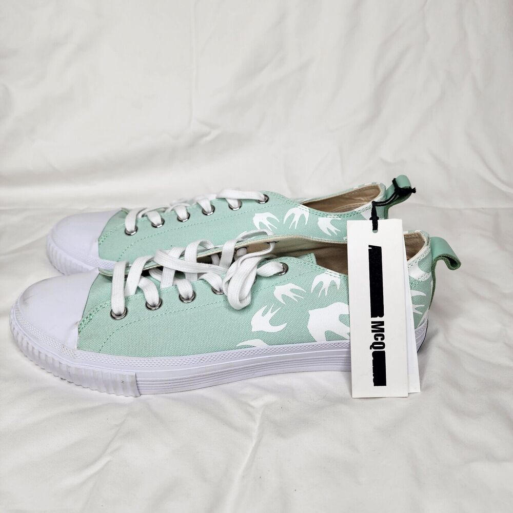 McQ Alexander McQueen Swallow Swarm Bird Mint Low Top Sneakers Sz 41 Men 8 W 11